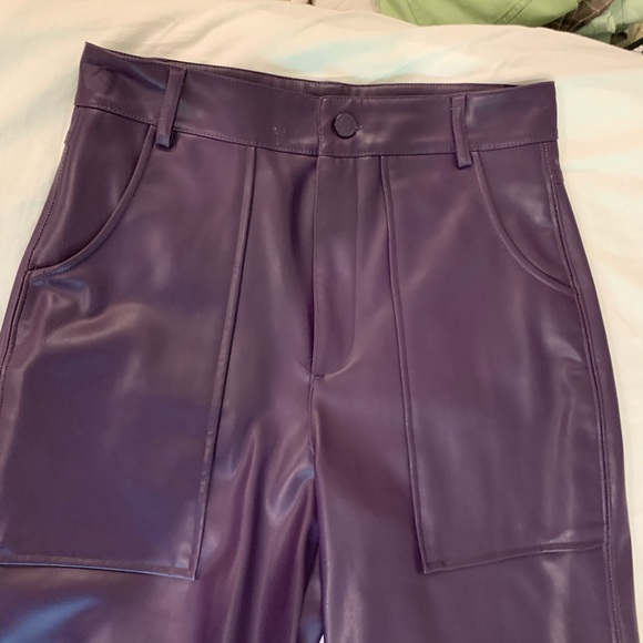dark purple ZARA faux leather pants - Picture 2 of 5